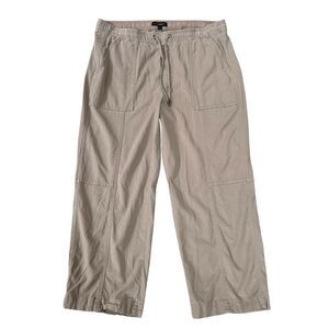 Banana Republic Pants Womens Khaki Crop Straight Leg Drawstring Rayon size L